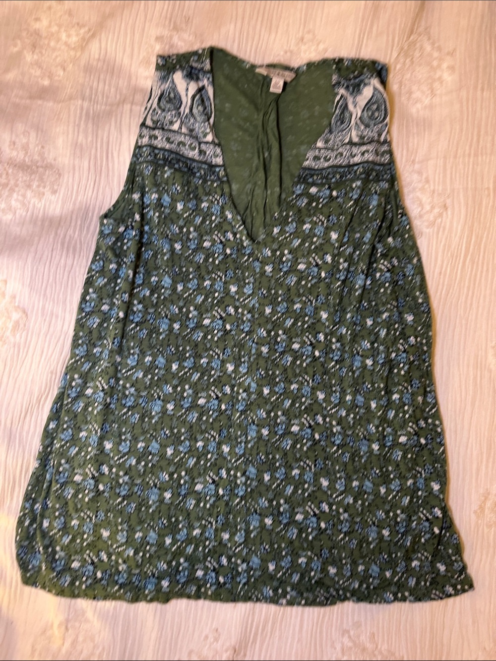 Ladies LUCKY BRAND green floral sleeveless top | S
